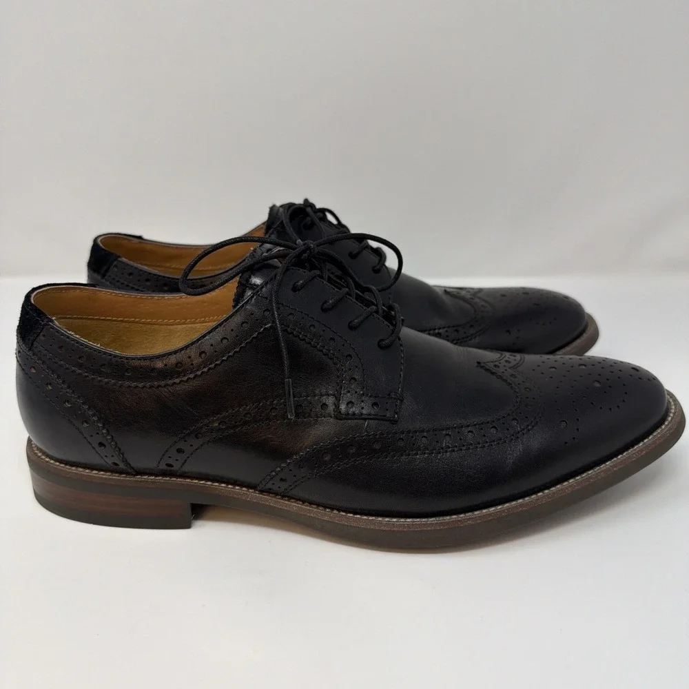 Florsheim Midtown Size 9.5 M Wingtip Oxford Men's Black Leather Shoes Comfortech